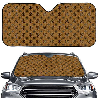 Gold And Black Orthodox Pattern Print Car Windshield Sun Shade