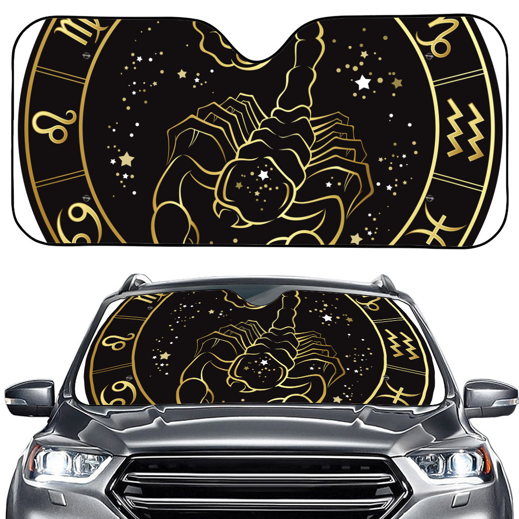 Gold And Black Scorpio Sign Print Car Windshield Sun Shade