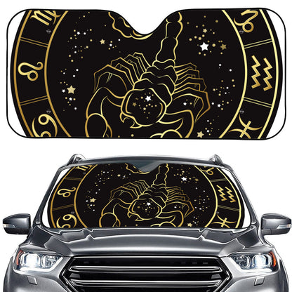 Gold And Black Scorpio Sign Print Car Windshield Sun Shade