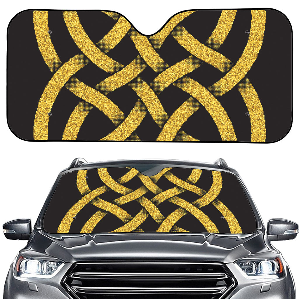 Gold Celtic Knot Symbol Print Car Windshield Sun Shade
