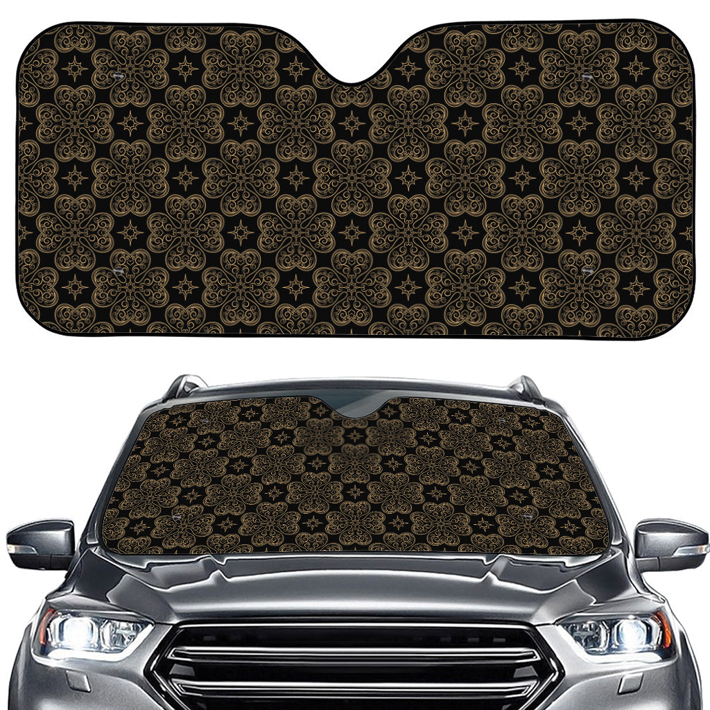 Gold Clover St. Patrick's Day Print Car Windshield Sun Shade