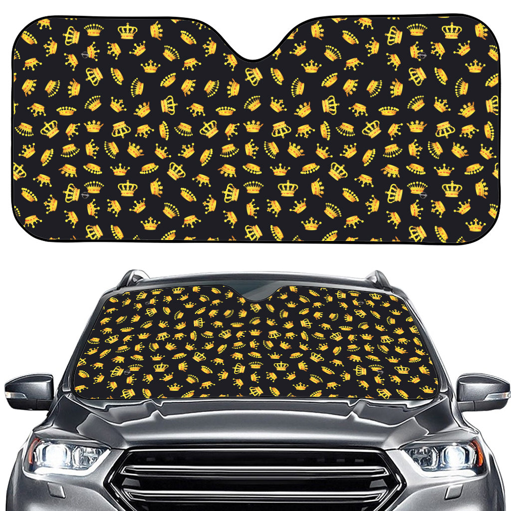 Gold Crown Pattern Print Car Windshield Sun Shade