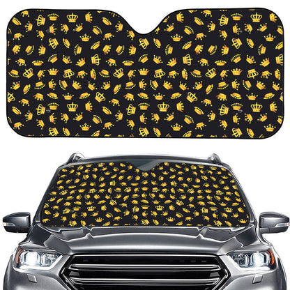 Gold Crown Pattern Print Car Windshield Sun Shade