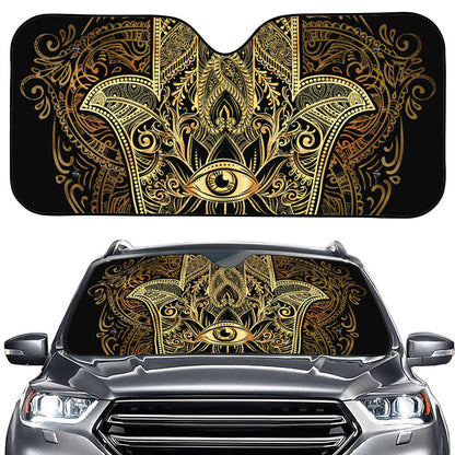 Gold Hamsa Hand Print Car Windshield Sun Shade