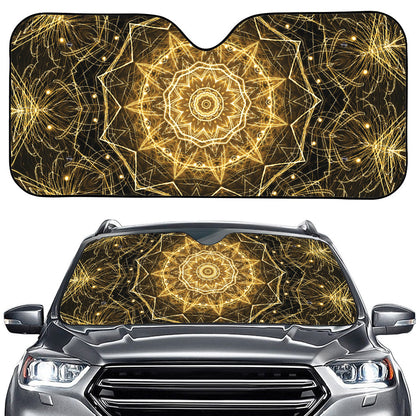Gold Kaleidoscope Print Car Windshield Sun Shade