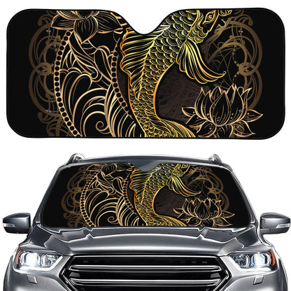Gold Koi Carp Fish Print Car Windshield Sun Shade