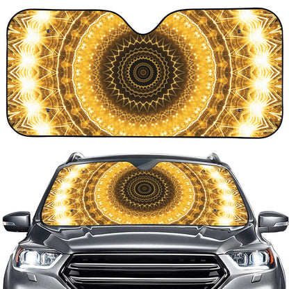 Gold Lights Kaleidoscope Print Car Windshield Sun Shade