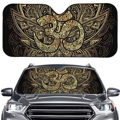 Gold Om Lotus Print Car Windshield Sun Shade