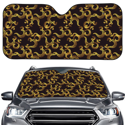 Gold Om Symbol Pattern Print Car Windshield Sun Shade
