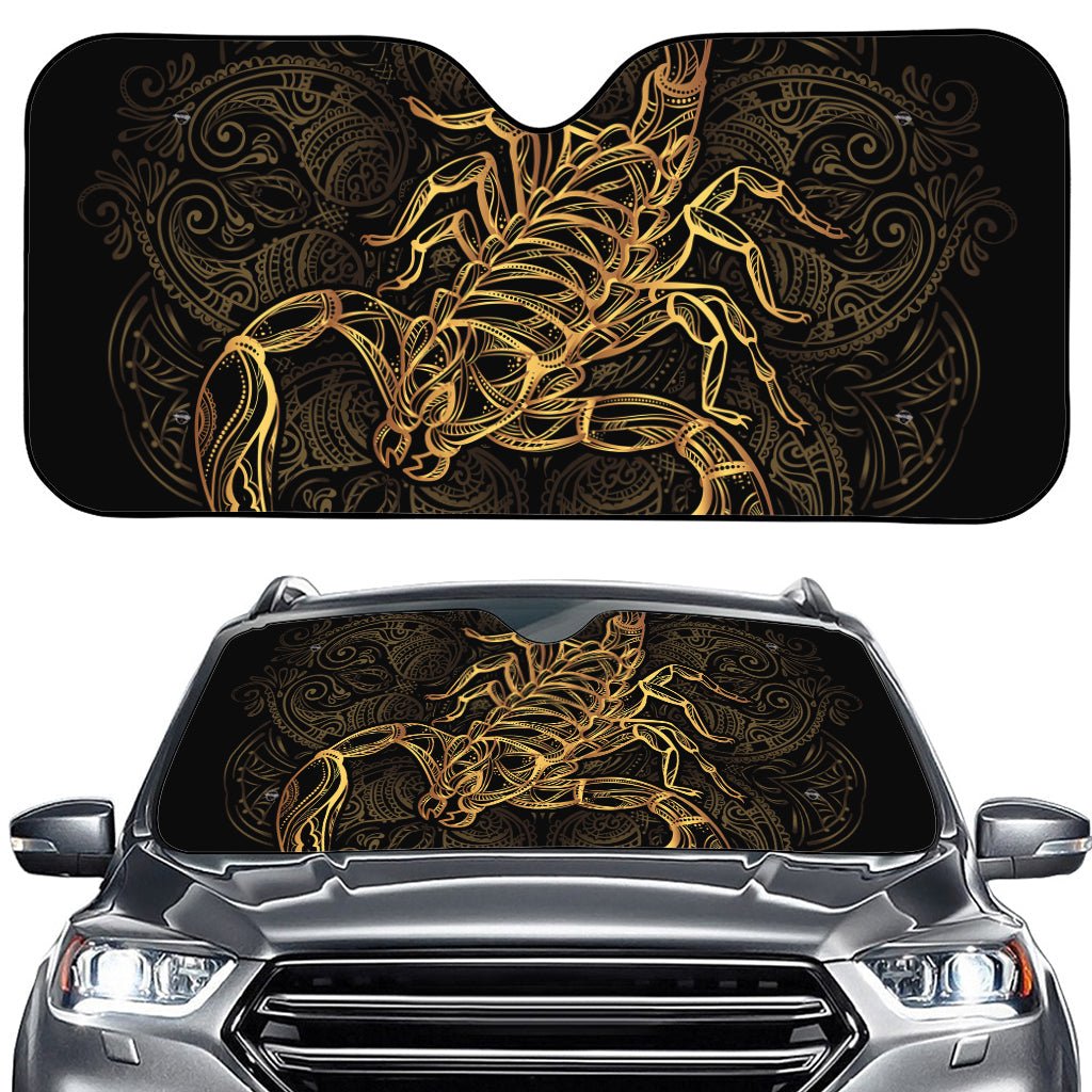 Gold Scorpio Print Car Windshield Sun Shade