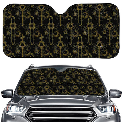 Gold Sun And Moon Pattern Print Car Windshield Sun Shade