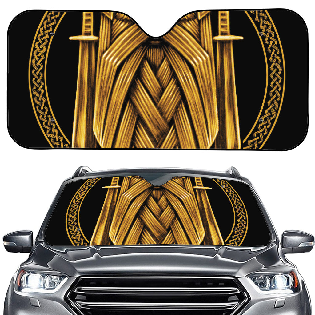 Gold Viking Norse God Odin Print Car Windshield Sun Shade