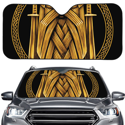 Gold Viking Norse God Odin Print Car Windshield Sun Shade