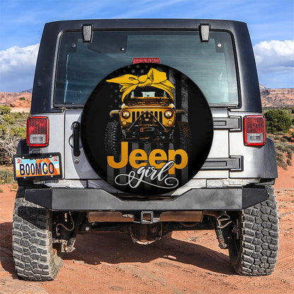 Gold Yellow Jeep Girl Car Spare Tire Cover