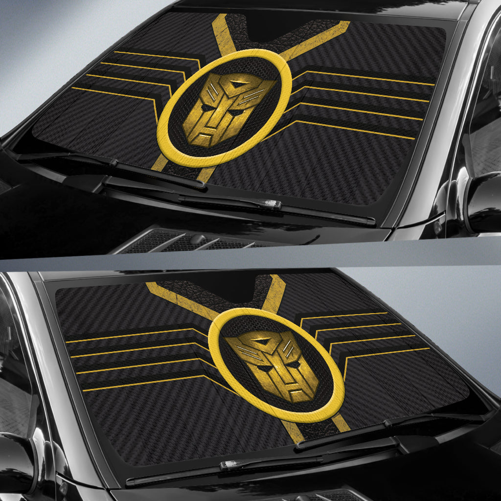 Gold and Black Transformers Autobots Logo Car Auto Sun Shades Custom For Fans Style 2 213101