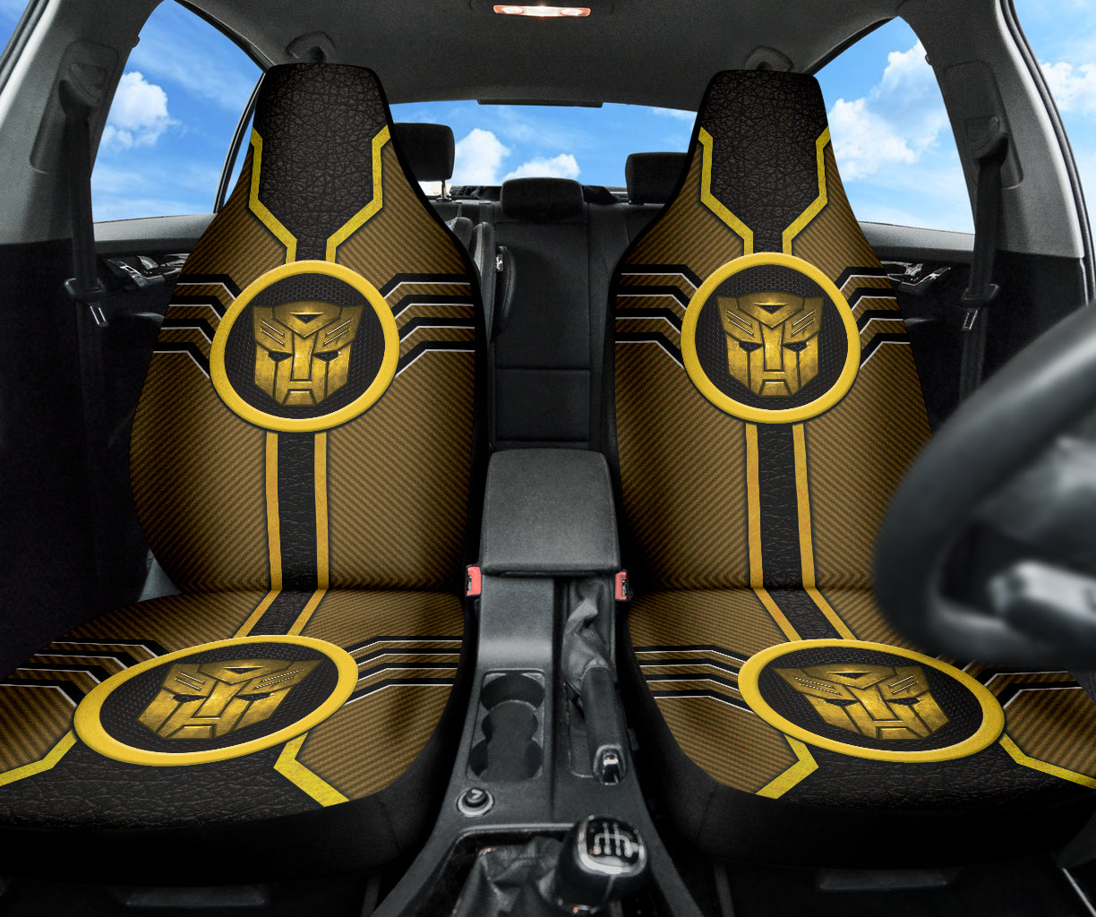Gold and Black Transformers Autobots Logo Car Seat Covers Custom For Fans Style 1 213101