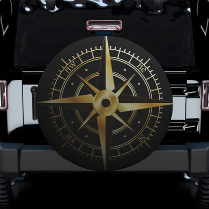 Golden Compass With Black Car Spare Tire Cover