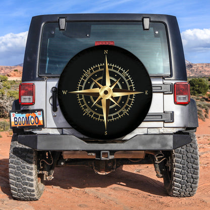Golden Compass With Black Car Spare Tire Cover