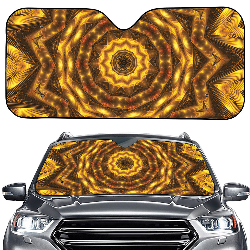 Golden Kaleidoscope Print Car Windshield Sun Shade