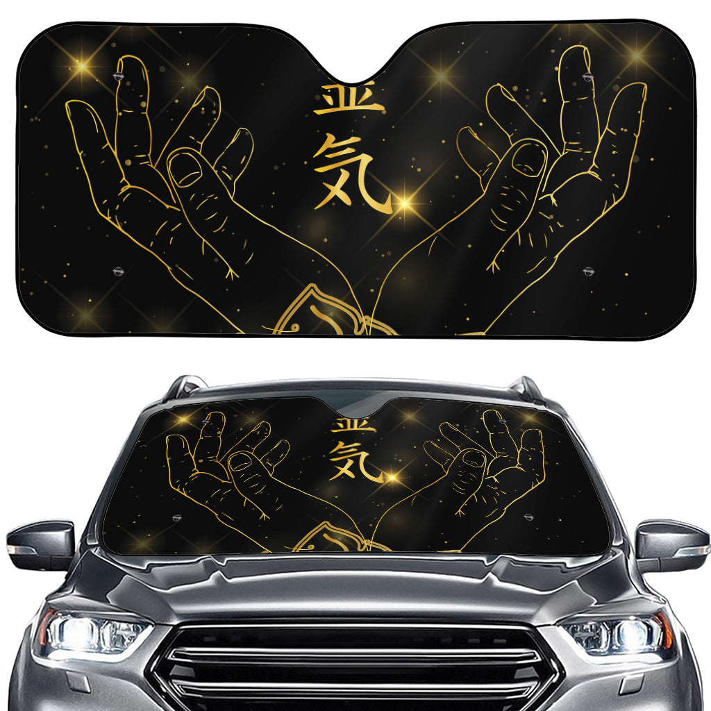 Golden Reiki Print Car Windshield Sun Shade
