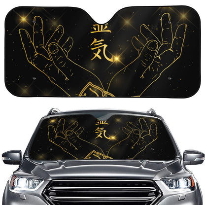 Golden Reiki Print Car Windshield Sun Shade