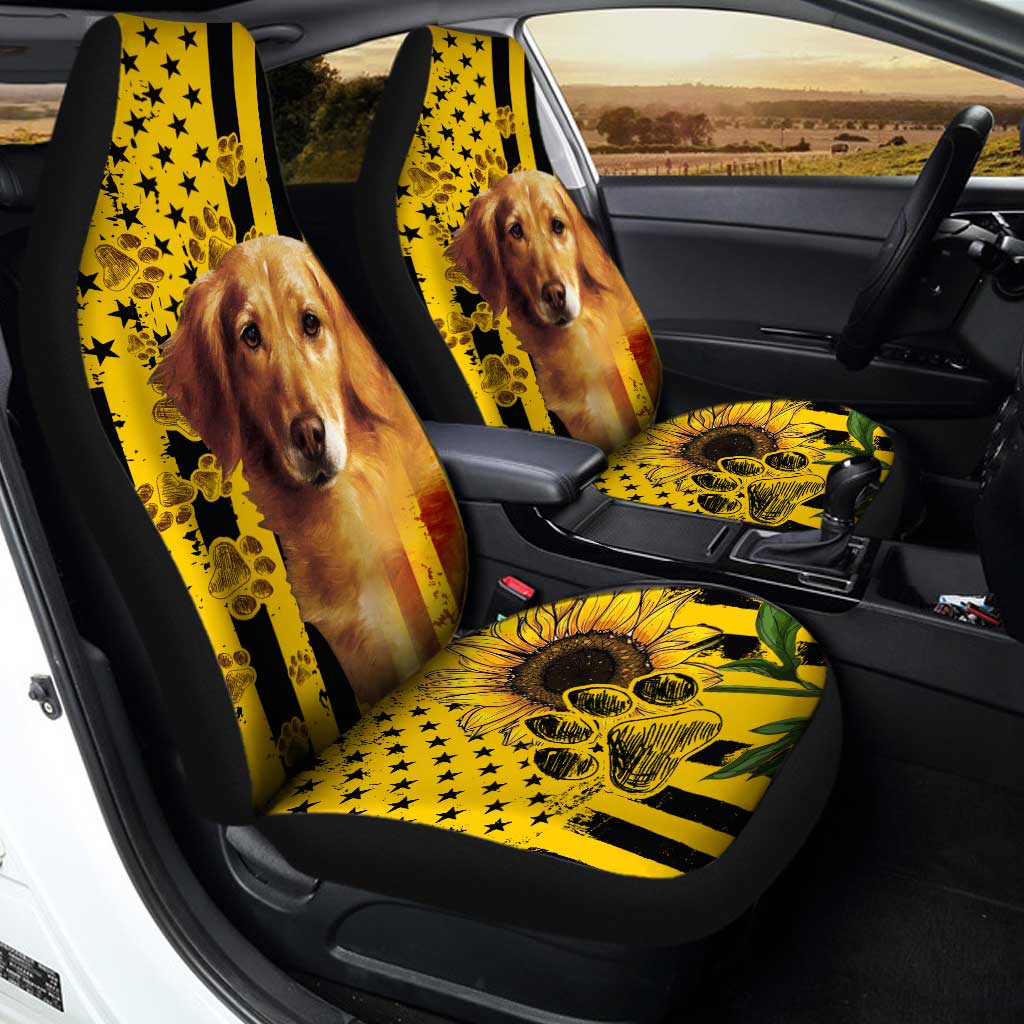Golden Retriever Car Seat Covers Custom Dog Sunflower Car Accessories