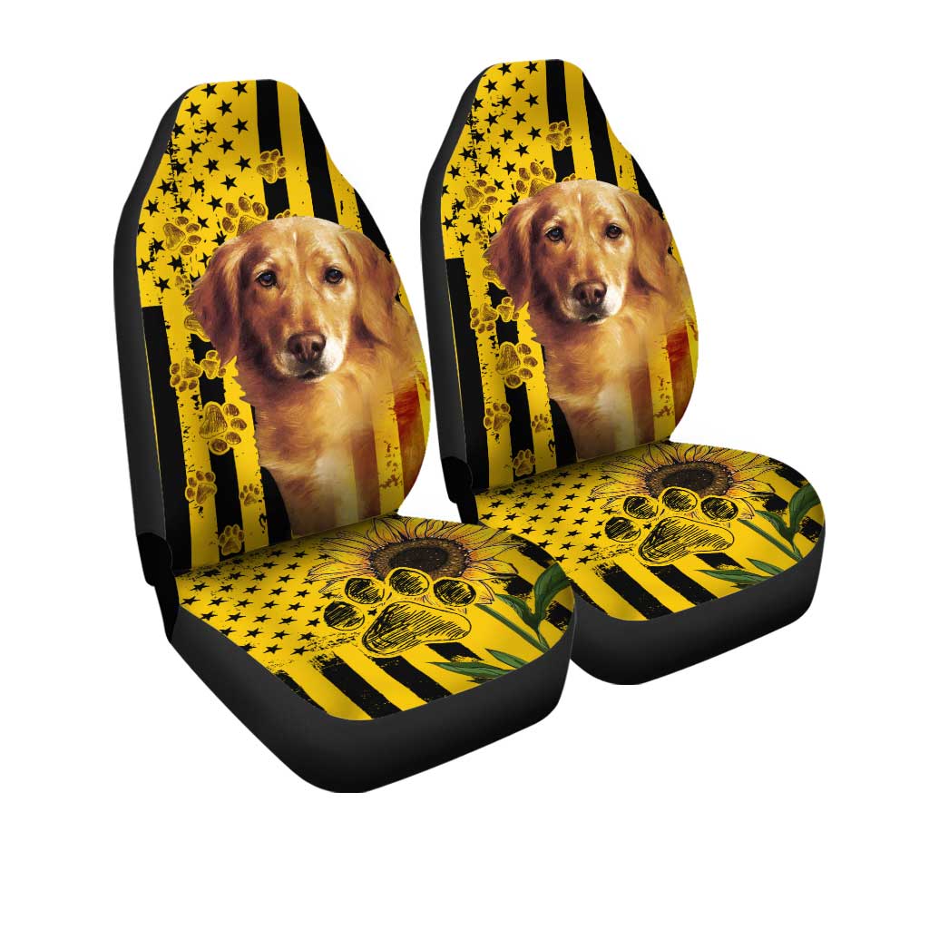 Golden Retriever Car Seat Covers Custom Dog Sunflower Car Accessories