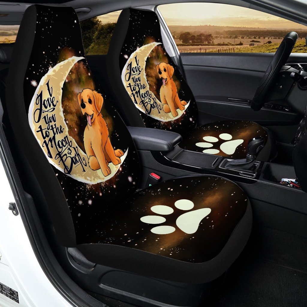 Golden Retriever Car Seat Covers I Love You To The Moon and Back Cute Car Accessories