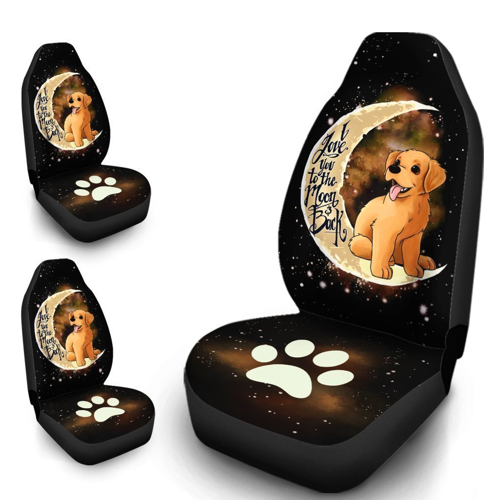 Golden Retriever Car Seat Covers I Love You To The Moon and Back Cute Car Accessories