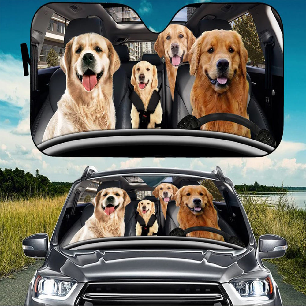 Golden Retriever Family Car Auto Sunshades