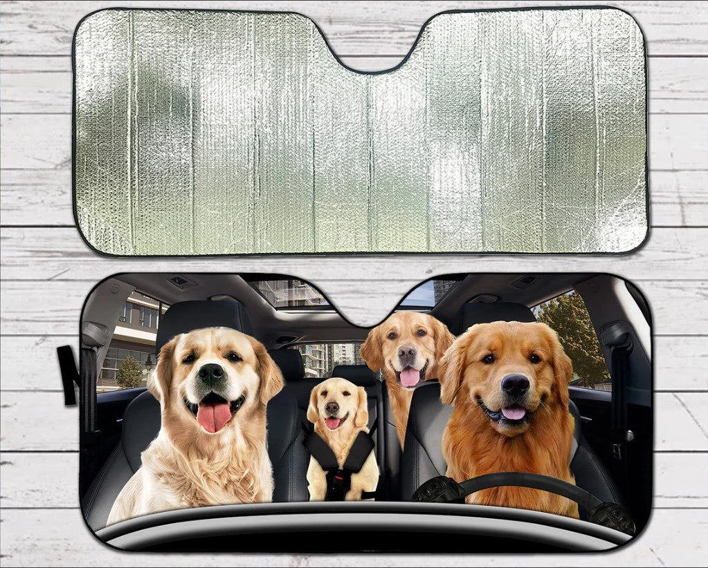 Golden Retriever Family Car Auto Sunshades