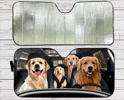 Golden Retriever Family Car Auto Sunshades