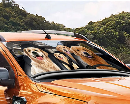 Golden Retriever Family Car Auto Sunshades