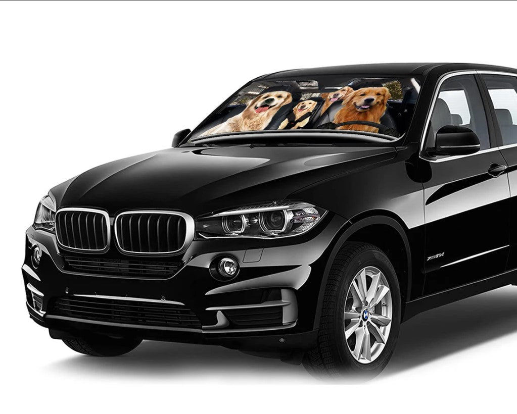 Golden Retriever Family Car Auto Sunshades