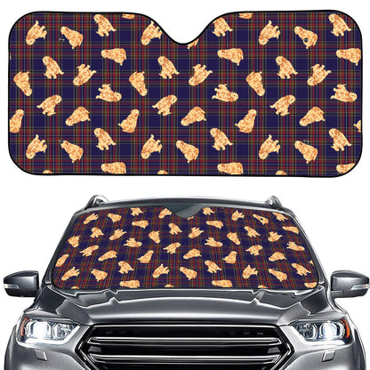 Golden Retriever Tartan Pattern Print Car Windshield Sun Shade