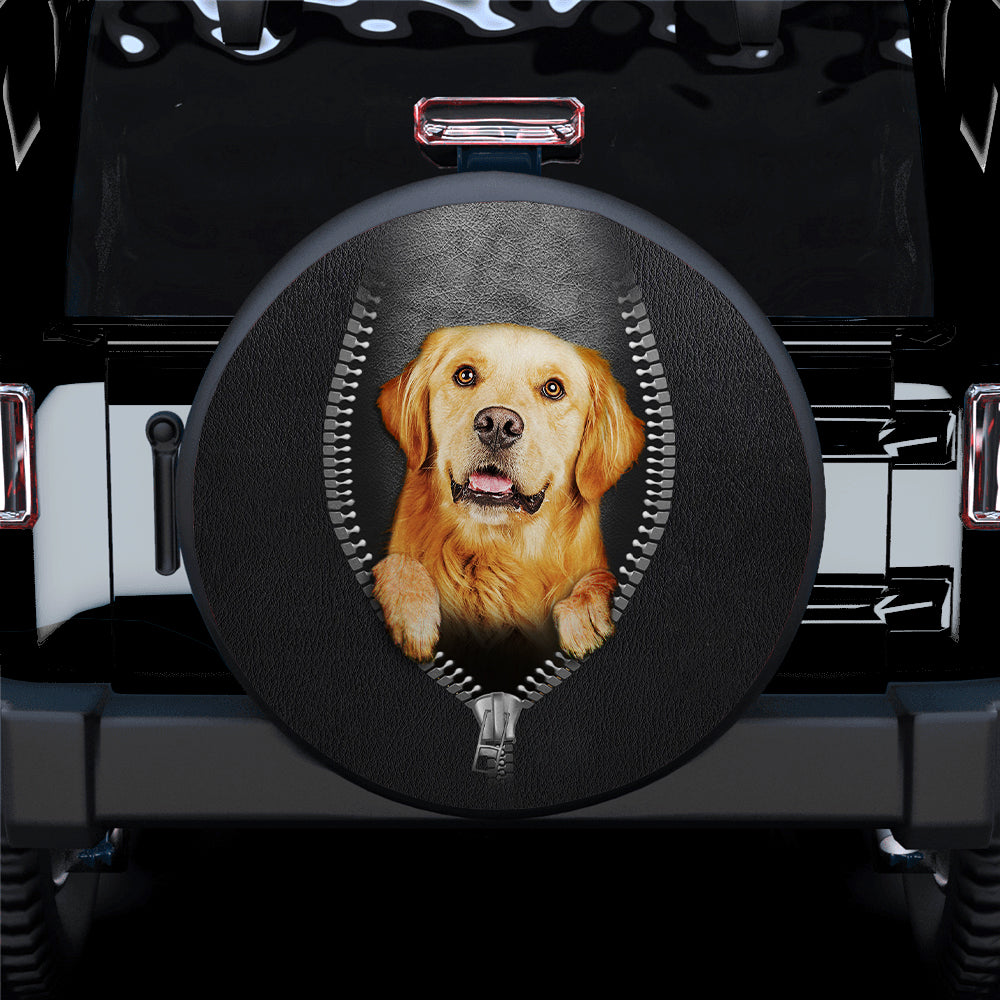 Golden Retriever Zipper Car Car Spare Tire Cover