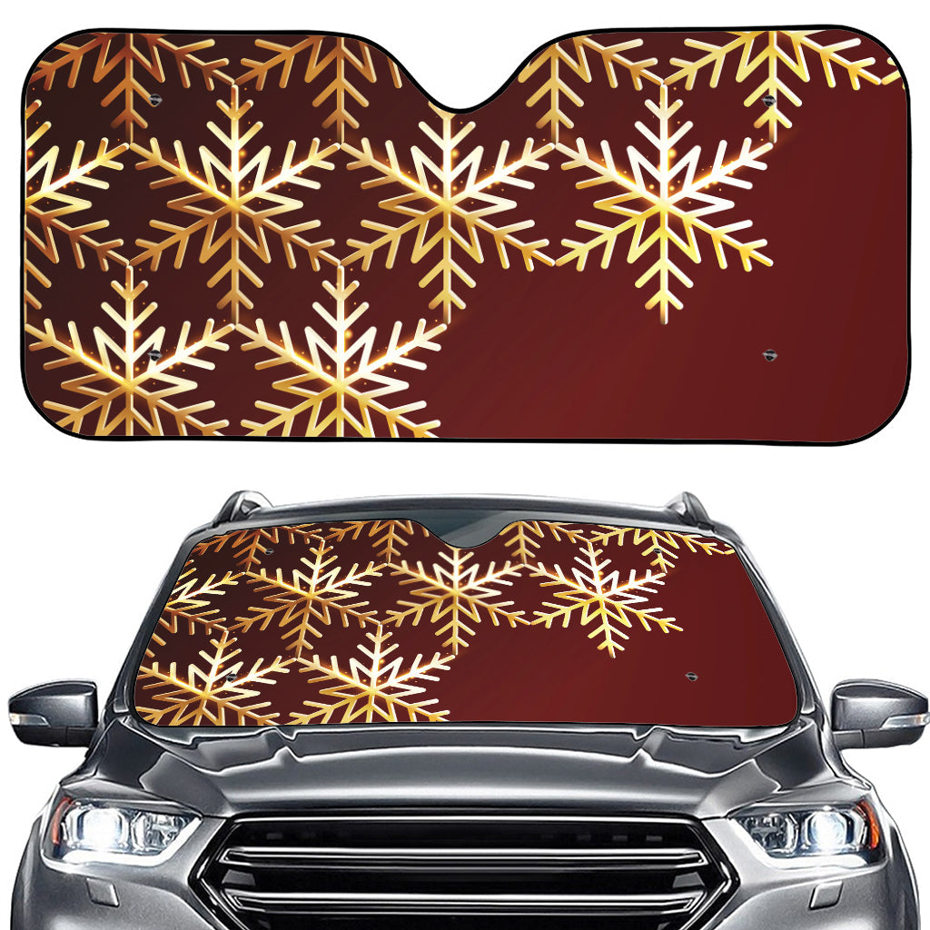 Golden Snowflake Print Car Windshield Sun Shade
