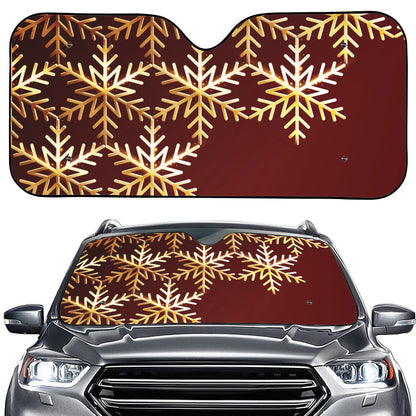 Golden Snowflake Print Car Windshield Sun Shade
