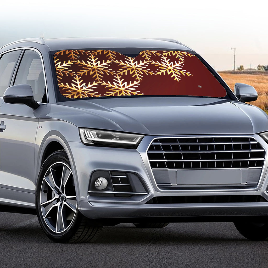 Golden Snowflake Print Car Windshield Sun Shade