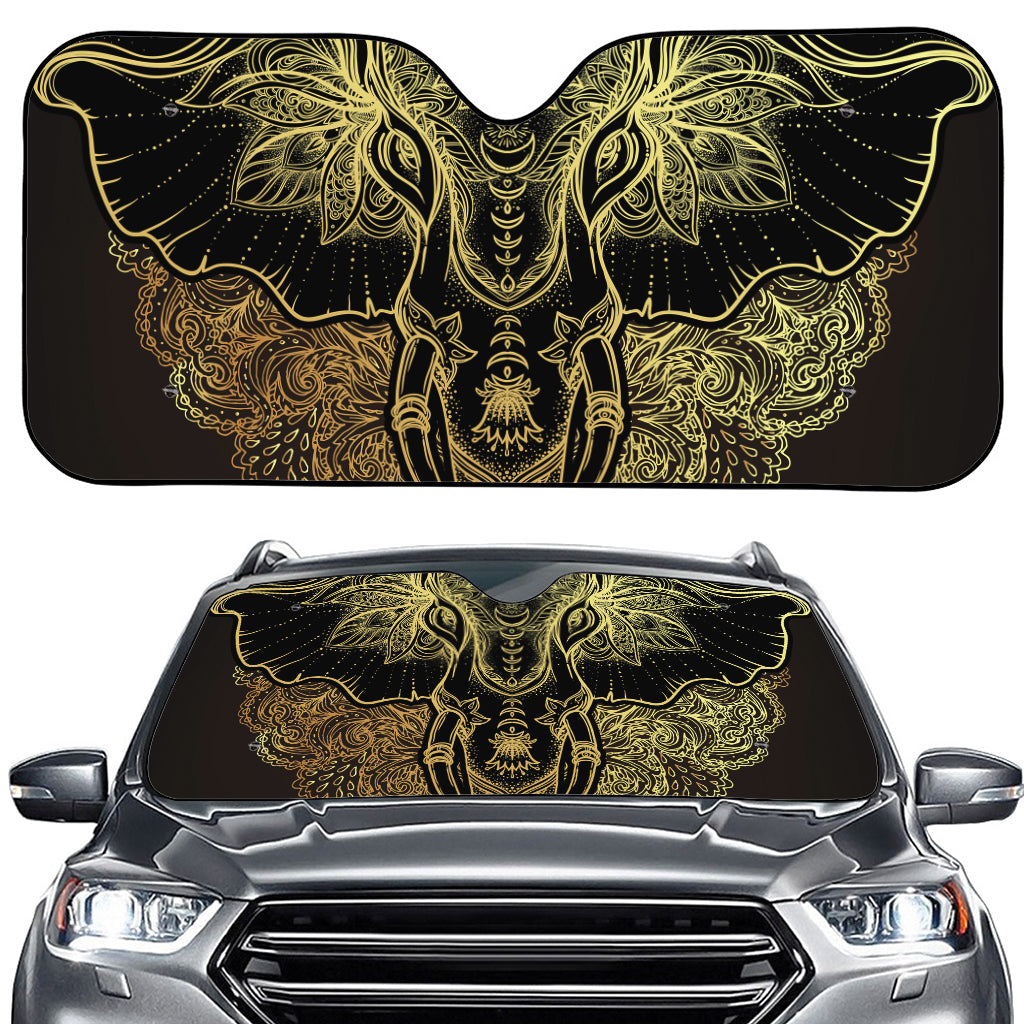 Golden Spiritual Elephant Print Car Windshield Sun Shade