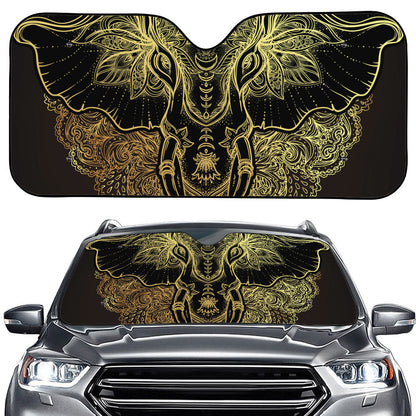 Golden Spiritual Elephant Print Car Windshield Sun Shade