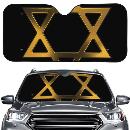 Golden Star of David Print Car Windshield Sun Shade