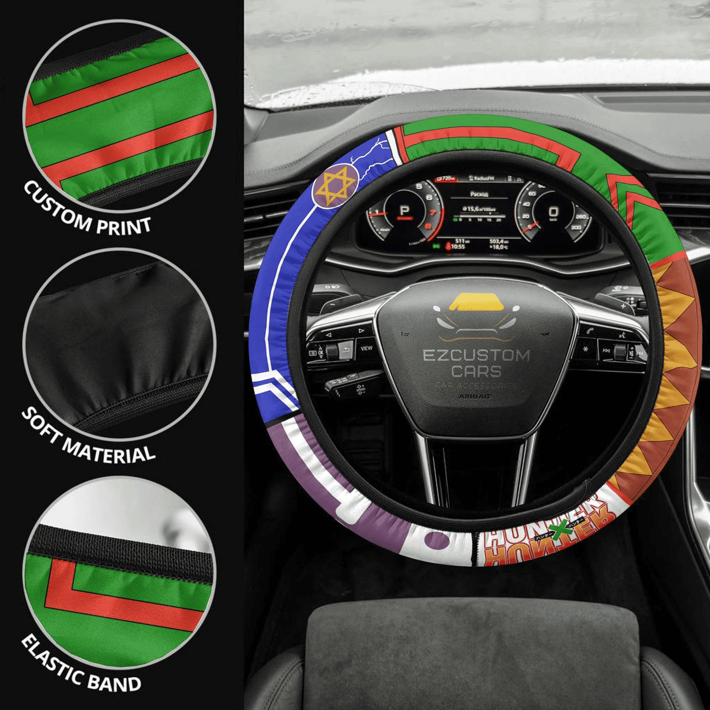 Gon Freecss x Killua Zoldyck Anime Steering Wheel Cover Custom Anime Hunter x Hunter Car Accessories