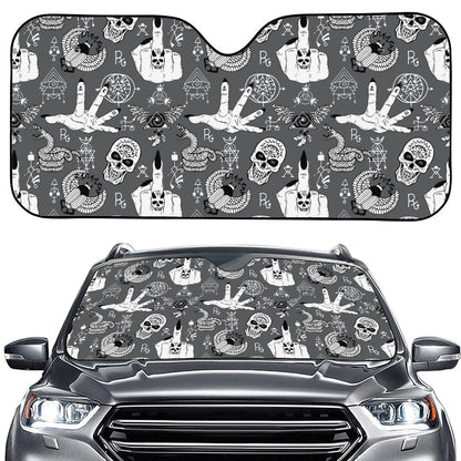 Gothic Wicca Curse Print Car Windshield Sun Shade