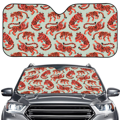 Gouache Tiger Pattern Print Car Windshield Sun Shade