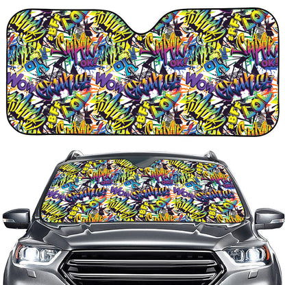 Graffiti Text Pattern Print Car Windshield Sun Shade