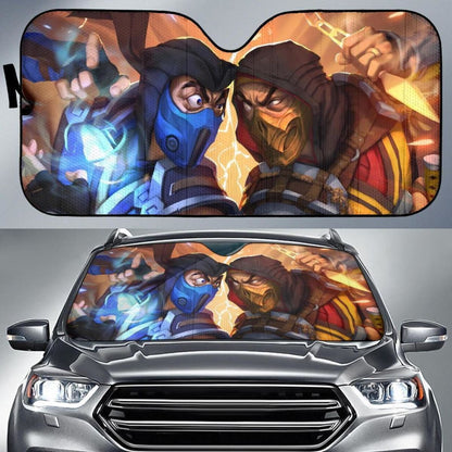 Graphic Sub-Zero Vs Scorpion Mortal Kombat X Auto Sun Shade For Fan Mn05 Universal Fit 111204