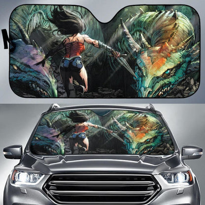 Graphic Wonder Woman Comic Auto Sun Shade For Fan Mn05 Universal Fit 111204