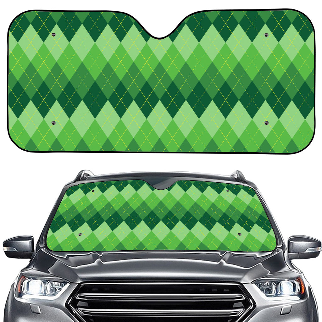 Grass Green Argyle Pattern Print Car Windshield Sun Shade