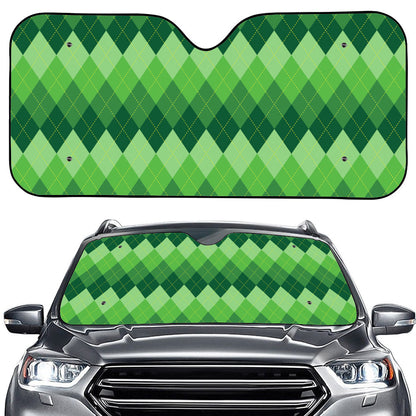 Grass Green Argyle Pattern Print Car Windshield Sun Shade